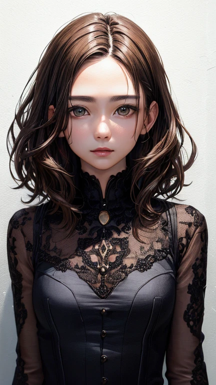 (highest quality、8k、32k、masterpiece)、(Realistic)、(Photorealistic:1.2)、(High resolution)、Very detailed、Very beautiful face and eyes、1 girl、Round and small face、Narrow waist、Delicate body、(close、highest quality、High detail、Rich skin detail)、(highest quality、8k、Oil paints:1.2)、Very detailed、(Realistic、Realistic:1.37)、Bright colors、(((Brown Hair)))、(((Bust Shot)))、(((Medium Hair)))、(((White wall background)))、(((White wall background)))、(((I&#39;career woman)))、(((She has a happy expression)))、(((Laughter)))、(((Wearing a dark blue suit)))、(((Look straight ahead)))、(((Brown Hair)))、(((Brown Hair)))、(((The skirt is short)))、(((Teeth are visible)))、(((Mobile phone operation)))、(((play with smartphone)))、(((I wear red-rimmed glasses)))