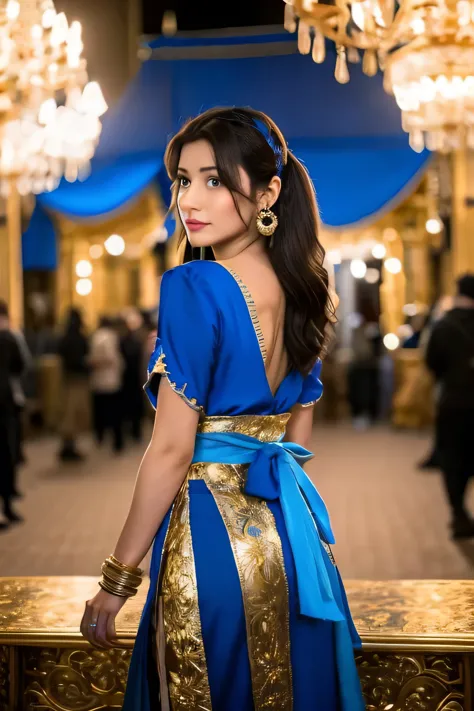 A live-action scene inspired by Disney's 'Aladdin.' Aladdin is portrayed as a young man with tousled hair and wearing traditiona...