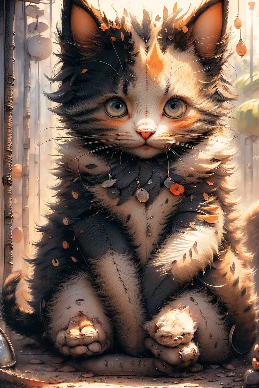 ((Девушка в тропическом саду, приседаю и смотрю на кота, подробный портрет, красивые детализированные глаза, красивые детализированные губы, чрезвычайно детализированные глаза и лицо, длинные ресницы, девушка в ярком цветочном платье, милый кот:1.5)), пышная тропическая листва, солнечные лучи, теплое освещение (Лучшее качество, 4k, 8К, высокое разрешение, шедевр: 1.2), Ультрадетализированный (реалистичный, photoреалистичный, photoреалистичный: 1.37), яркие цвета, отмеченный наградами, сложные детали, мягкий фокус, мечтательный , Кинематографическое освещение