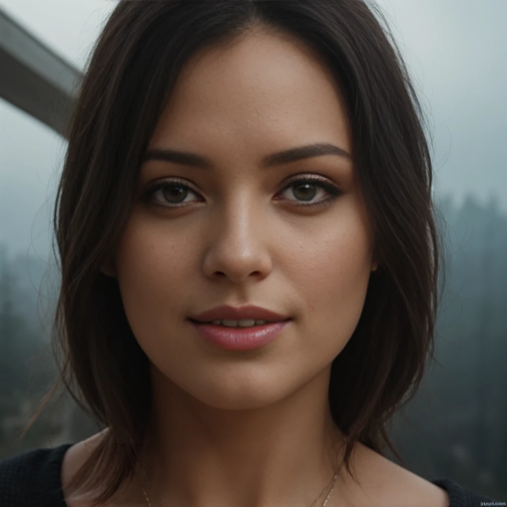 mybeauties, 1woman, portrait, studio background, wearing t-shirt, close-up, long hair, View from above level shot, subtle smile, mybeauties eating an hamburger, best quality, masterpiece, [[The character is surrounded by mist, evoking a mysterious and eerie atmosphere. The lighting is dark and atmospheric, with a blue smoke adding a touch of sinister ambiance. The image is of the best quality, with a resolution of 4k and HDR enhancement, showcasing the utmost level of detail and realism, sfw, full body shot. closeup View from above. (1woman)]]