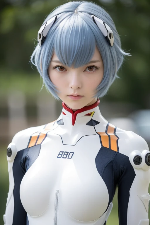 (masterpiece:1.2), highest quality, (Beautiful details:1.4), Highly detailed photos, Natural light, 
Being outdoors, Hangar in the distance, Walking towards here, 
Rei Ayanami, One Girl, 
Navy Blue Hair, Smooth Hair, Thin Hair, short hair, (Dark red eyes:1.5), 
Don't leave or right々headgear of, White headpod, Headset Interface, 
Bodysuits, A plug suit that completely covers the body, A simple and soft plug suit, 白いBodysuits,
Small breasts, small breasts, 