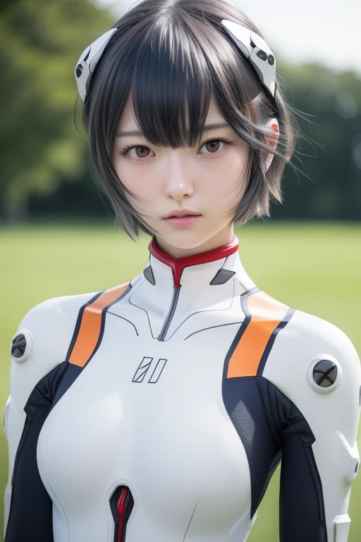 (masterpiece:1.2), highest quality, (Beautiful details:1.4), Highly detailed photos, Natural light, 
Being outdoors, Hangar in the distance, Walking towards here, 
Rei Ayanami, One Girl, 
Dark navy blue hair, Smooth Hair, Thin Hair, short hair, (Dark red eyes:1.5), 
Don't leave or right々headgear of, White headpod, Headset Interface, 
Bodysuits, A plug suit that completely covers the body, A simple and soft plug suit, 白いBodysuits,
Small breasts, small breasts, 