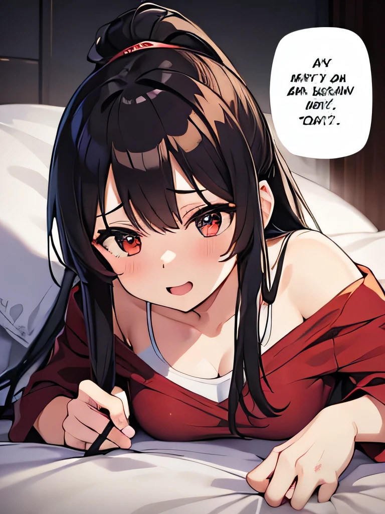 Anime girl laying on bed with a comic strip above her head - SeaArt AI