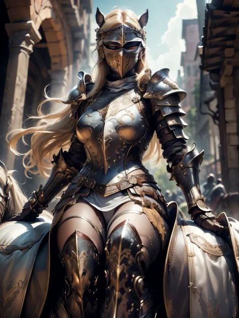 (masterpiece, superb detail, super detailed, high resolution), male focus, (((female armor))), (((armor dress set))), (((mask)))...