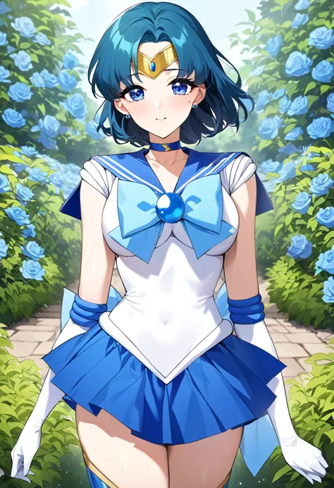 masterpiece,、highest quality、high resolution、show more1、金のtiara、sailor warrior uniform、blue skirt、blue sailor collar、tiara,、bow、...