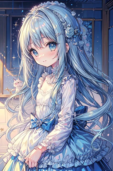 masterpiece, best quality, extremely detailed, (illustration, official art:1.1), 1 girl ,(((( light blue long hair)))), ,(((( li...