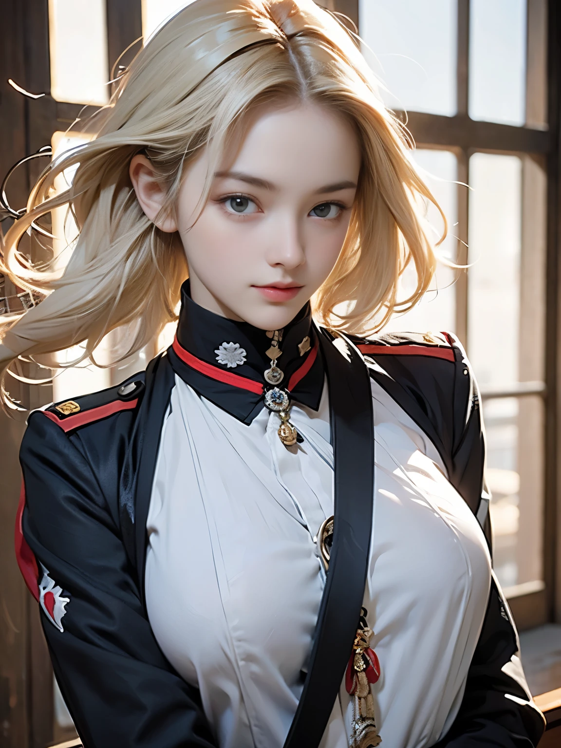 Reine Zerg Belle Fille: Ranlinger, 18 ans, (commandant de l&#39;armée prussienne:1.6), Les cheveux en désordre, beautiful visage parfait, Peau douce, visage parfait, Le style de peinture de Yasutomo Oka, gros seins fermes, mamelons durs, portant l&#39;uniforme noir du commandant de l&#39;armée prussienne, seins exposés, Le clivage est exposé, Ajouter du violet clair et du violet, Ajouter du rouge clair, détails complexes, écran de démarrage, Résolution 8k, chef-d&#39;œuvre, sérieux, Des yeux perçants, casser, blonde blanche, poses sexy dynamiques, Transpirer, (palais du XVIIIe siècle, Berlin:1.3), Des yeux perçants, casser, blonde blanche, Vents forts, lumière colorée