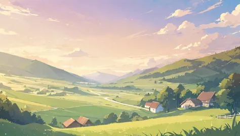 summer rural landscape illustration