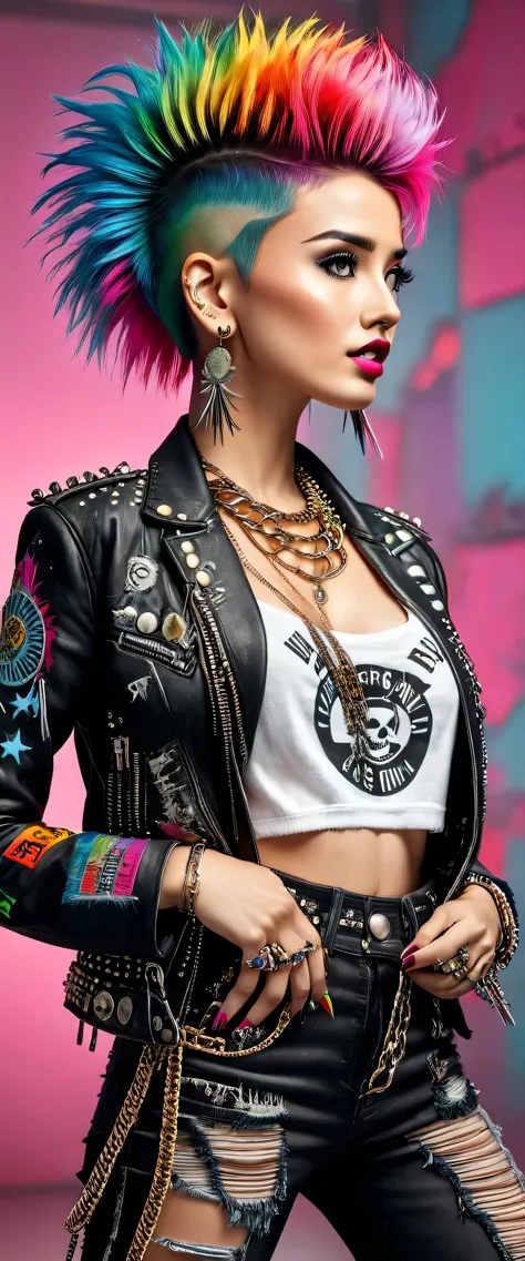 model girl, professional:1.6, (最high quality, 4k, 8k, high resolution, masterpiece:1.2),ultra-detailed, realist, punk style, fas...