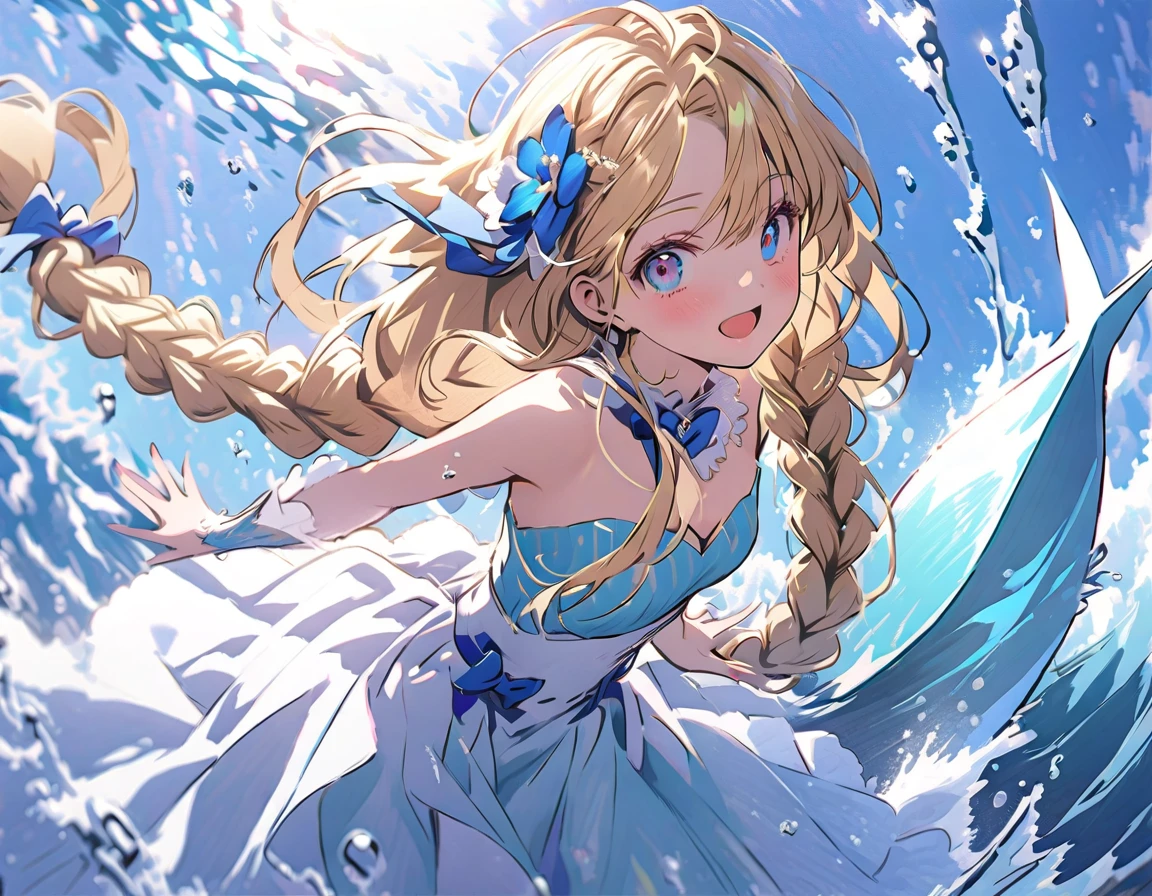1female\(mermaid,beautiful scale reflecting prism,beautiful tail fin reflecting prism,princes,cute,kawaii,age of 20,long braid hair,blonde,eye color ocean blue,big eyes,dynamic pose,open mouth loud,under the sea,wearing beautiful heart neck tube top,helping drown male\) AND 1male\(prince,beautiful,age of 20,drown at sea\) BREAK ,background\(dark,stormy sea,storm,shrinking ship\), BREAK ,quality\(8k,wallpaper of extremely detailed CG unit, ​masterpiece,hight resolution,top-quality,top-quality real texture skin,hyper realisitic,increase the resolution,RAW photos,best qualtiy,highly detailed,the wallpaper,cinematic lighting,ray trace,golden ratio\),landscape,[nsfw:2.0]