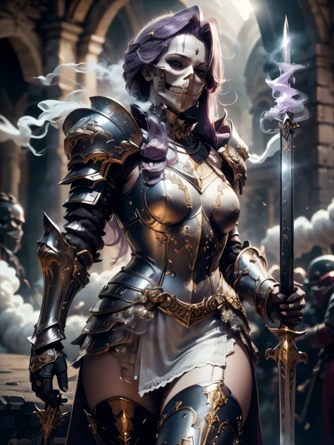 (Masterpiece, Superb Detail, Super Detailed, High Resolution), Male Focus, (((Female Armor))), (((Armor Dress Set))), (((Skull M...