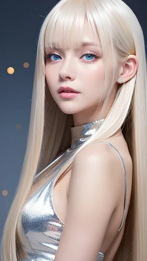 Polate、、Bright expression、ponytail、Young, white and radiant skin、Great looks、Gold reflects light、Platinum Blonde Hair，Shine brig...