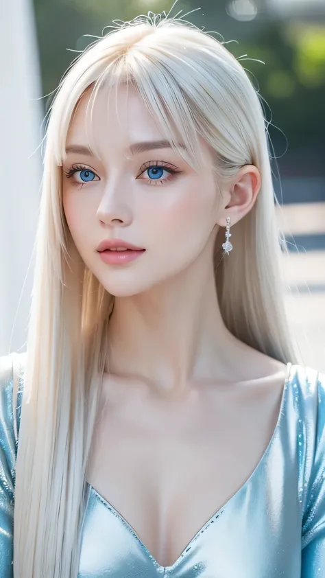 Polate、、Bright expression、ponytail、Young, white and radiant skin、Great looks、Hair reflects light、Natural platinum blonde hair，Sh...