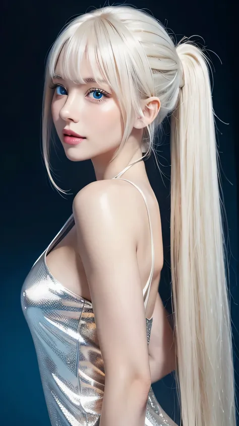 Polate、、Bright expression、ponytail、Young, white and radiant skin、Great looks、Hair reflects light、Natural platinum blonde hair，Sh...
