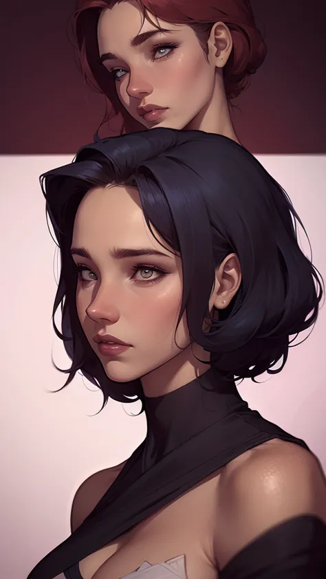 um desenho de uma mulher com uma  e cabelo preto, Estilo de arte de Charlie Bowater, arte do personagem Charlie Bowater, drawn i...