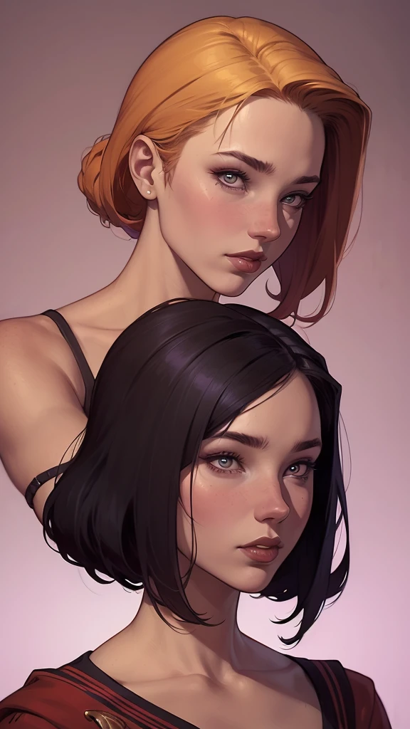 um desenho de uma mulher com uma  e cabelo preto, Estilo de arte de Charlie Bowater, arte do personagem Charlie Bowater, drawn in the style of digite germe, estilo de charlie bowater, digite germe. alto detalhe, digite germe style, retrato de personagem em close, digite germe portrait, style digite germe, neoartcore e charlie bowater