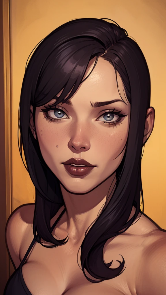 un dibujo de una mujer con cabello negro, estilo de arte de charlie bowater, Arte de personaje de Charlie Bowater, desenhado no estilo tipo germen, Estilo Charlie Bowater, tipo germen. alto detalle, tipo germen style, retrato de personaje de primer plano, tipo germen portrait, style tipo germen, Neoartcore y Charlie Bowater