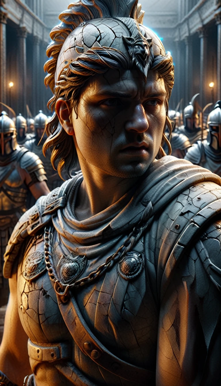 Create a detailed image of the annual Spartan event, featuring a massive arena where the best Spartan warriors and the bravest Helot slaves prepare to battle to the death, digital UHD (k) image, cinematic film still dramatic side lighting, dramatic intense stare closeup portrait,  hdr,  shallow depth of field, vignette, highly detailed, high budget Hollywood film, cinemascope, moody, epic, gorgeous
, Highly detailed and clean, Photorealistic and cinematic masterpiece, professional photography, realistic, realism, 200k , Raytracing and light effect, digital, perfect composition, beautiful detailed intricate insanely detailed octane render trending on artstation, 8 k artistic photography, photorealistic concept art, soft natural volumetric cinematic perfect light, the morning mist shone on their bodies, award - winning photograph, masterpiece, raphael, caravaggio, greg rutkowski, beeple, beksinski, giger