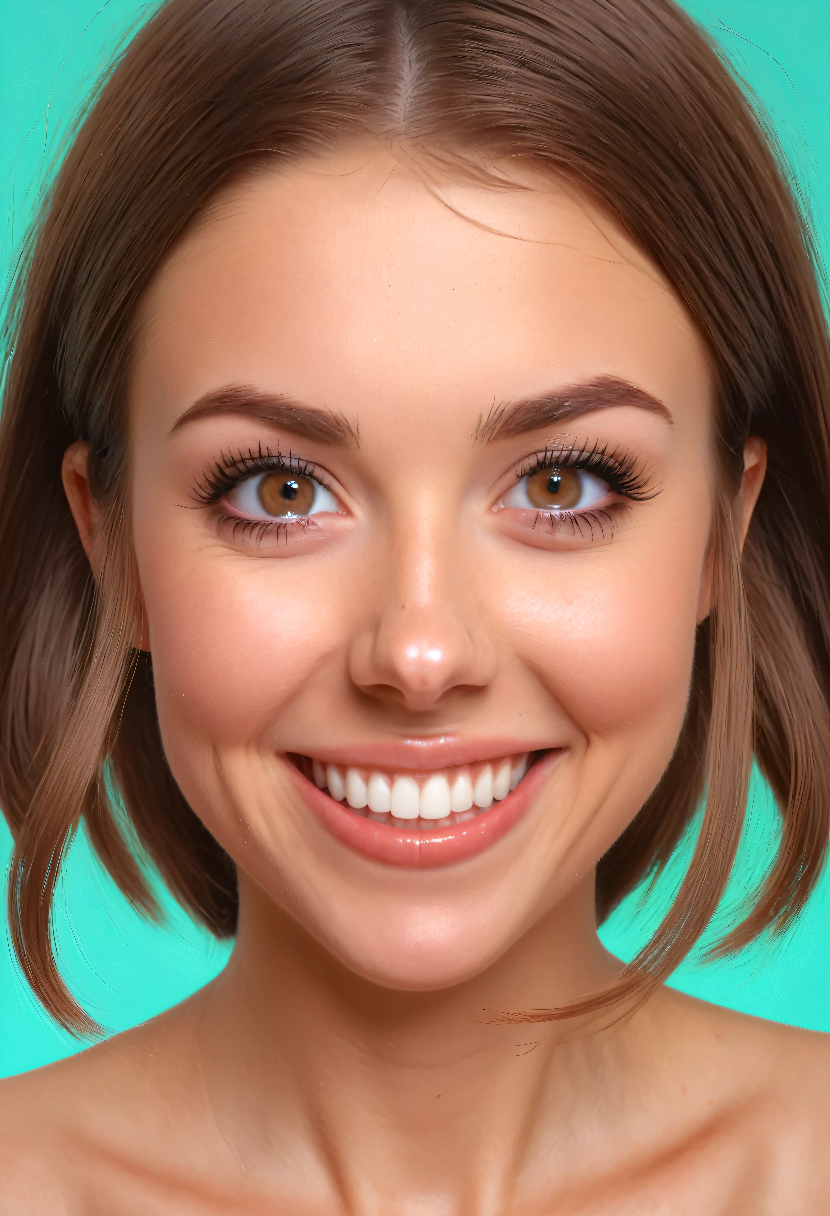 brown hair, hair bobbles, wince, longeyelashes, solid circle eyes, light smile, ear blush, fang, ccurate, Surrealism, drop shadow, anaglyph, stereogram, tachi-e, pov, atmospheric perspective, 8k, super detail, best quality