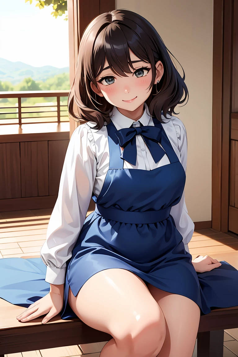 1 Girl, ((On the table)),((best quality)),Extremely detailed,Implications,clearly,beautiful body,beautiful nose,beautiful character design,Perfect eyes,Perfect face,wallpaper,Ultra-high resolution, 4k,photography,((beautiful, Big guy)),(beautiful face:1.2),beautiful legs,  Sakuma Mayu, shiny skin,Anime Screenshots,Official style, Solitary, Arrogant smile, sunny,daytime, looking at the audience, View, delicate eyes, Complex hairstyle、Drooping eyes、queen dress, Keep your eyes open, crazy smile, Empty eyes, View cowgirl, Sweat, 飞扬的Sweat珠, Cross your hands behind you, I&#39;I看著你, View, 30 years old, in the living room, Topless, Showing breasts, Open skirt, Undress, nipple (((Large Breasts、Breast sagging、Low-cut，Cleavage，Wide hips,))((Hourglass figure))