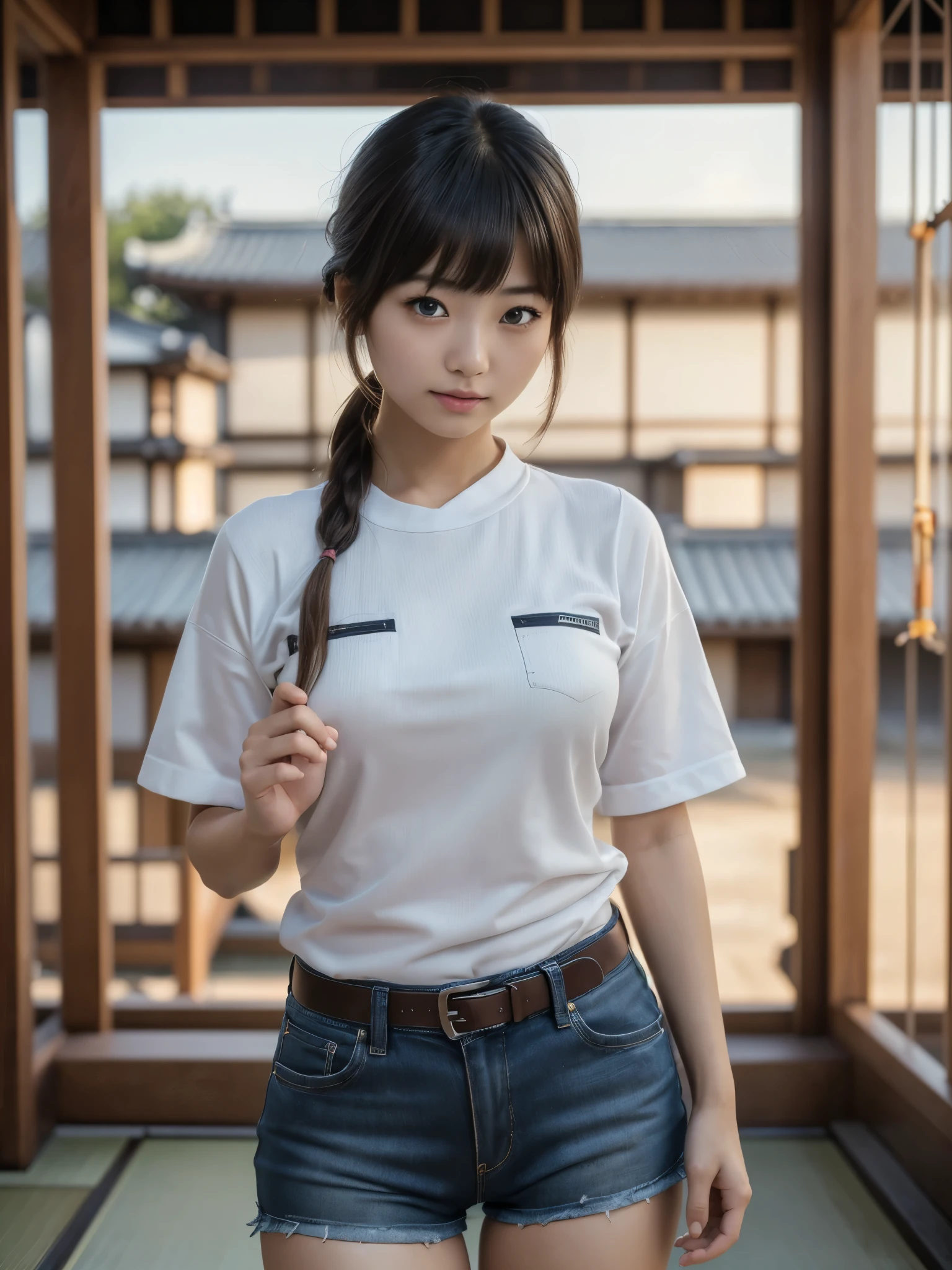 (highest quality,masterpiece:1.3,Ultra-high resolution),(Very detailed,8k), (Realistic:1.4, RAW shooting),((sfw: 1.4)),((detailed face, professional photography)), ((sfw, construction worker outfit, pulled back hair, 1 Girl)), Ultra High Resolution, (Realistic: 1.4), RAW Photo, Best Quality, (Photorealistic Stick), Focus, Soft Light, ((28 years old)), ((Japanese)), (( (young face))), (surface), (depth of field), masterpiece, (realistic), woman, bangs, ((1 girl))、(((Anatomically correct)))、（Perfect Body Proportions)、(Natural Hands、Natural Fingers、Natural Legs)