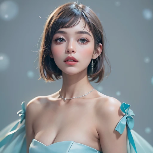 so beautiful, well-groomed girl, With clean skin, Normal functions, Beautiful Lips, And there was a faint smile on her face. Beautiful appearance, Modern clothing, Cool and modern couture dresses. Presentation Background, Neutral Gray Blue, In virtual space. highest quality, 16,000 people.. Full HD, Cinematic Rendering. Create a work of art, Sharing Baby Miquela&#39;unique beauty.., Famous digital influencers. Check out her unique look, When she looks straight into the camera., I tried to capture the intensity in her piercing blue eyes... Recreate her signature look with a Spanish hairstyle., Styled with two carefully crafted hair pieces.. Add details, It reflects her glamorous, avant-garde personality.... We handled it, Convey a modern and original vibe, Lil Miquela&#39;A unique position in the digital world. ., Fewer freckles and birthmarks, short hair, Wrap