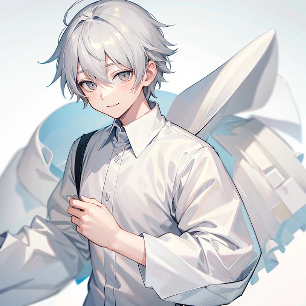 best quality, masterpiece, highres, detailed, digital artwork, white background, , 1boy, shota, cute, male focus, male, white hair, grey eyes, smile, prince clothes, manga, full_body,
