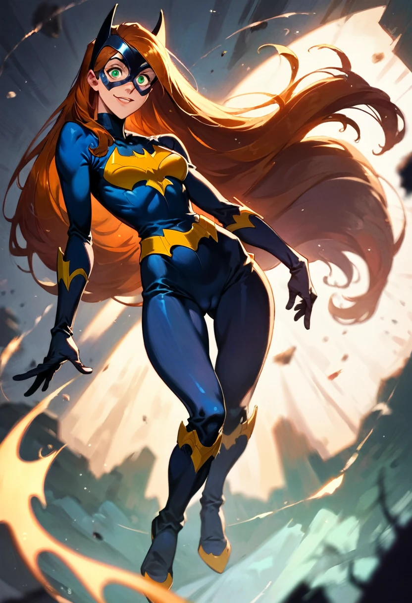 score_9, score_8_up, score_7_up, score_6_up, score_5_up, (high quality, detailed, beautiful), detailed soft lighting, rating_explicit, 1girl, Kim Possible, orange-red hair, resting on her bed, looking sexy, beautiful eyes, open eyes, smiling, (Batgirl suit:1.2), (dusk:1.2), (full body portrait:1.2), cameltoe, sharp focus, portrait, studio lighting, bokeh, (masterpiece, best quality), (high resolution), perfect face, flawless, professional artwork, artstation, cinematic lighting, beautiful face, beautiful eyes, large eyes, bright eyes, beautiful smile, perfect hands, anatomically correct, perfect anatomy.