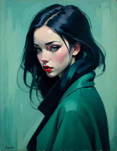 create an evocative oil painting inspired by malcolm liepke, based on the provided image. capture the intense, introspective exp...