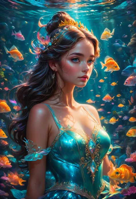 mermaid princess, by manuel fernandez garcia and brandon woelfel, best quality, masterpiece, very aesthetic, perfect composition...