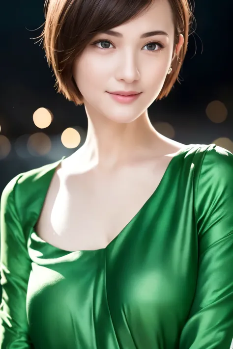 1girl,(wearing a green blouse:1.2),(RAW photo, best quality), (realistic, photo-realistic:1.4), masterpiece, an extremely delica...