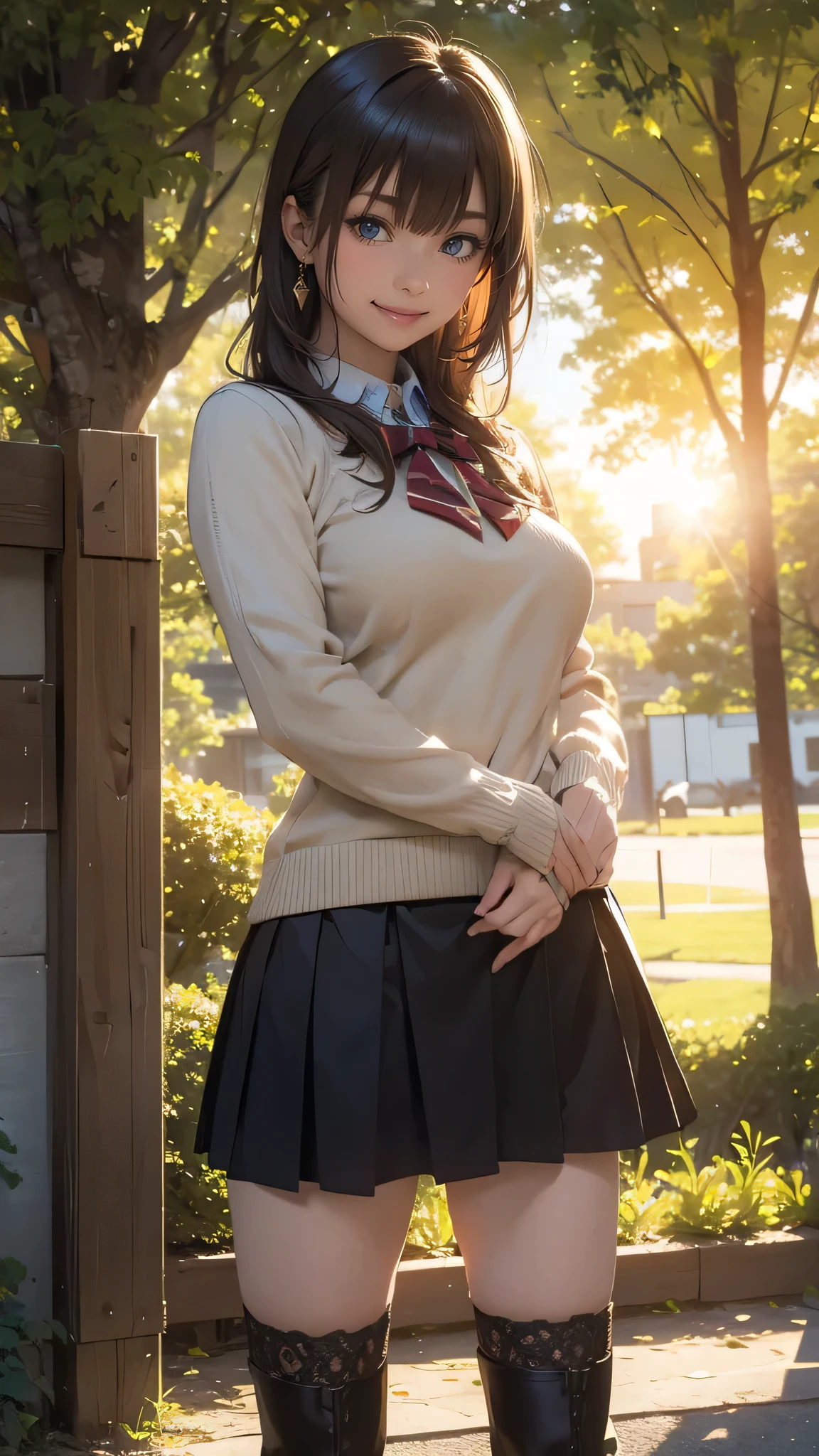 Arafed asian woman in a school uniform posing for a picture - SeaArt AI