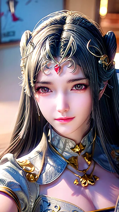 close-up：a man wearing rabbit ears、woman holding a sword, queen of the sea mu yanling, portrait of zodiac girl knight, lineage 2...