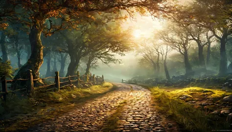 (anime, dark fantasy), (best quality, high resolution, depth of filed, HDR:1.2), (a lone road in the empty field, plain, bridge,...
