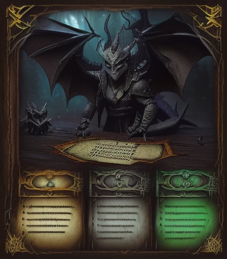 (Create Skeleton Warriors RPG Cards(, (Create dragon warrior RPG cards), (Create hooded wizard RPG cards) , (Create goblin RPG cards), ( Create Dark Creatures RPG Cards) , (Create mystical creature RPG cards ).