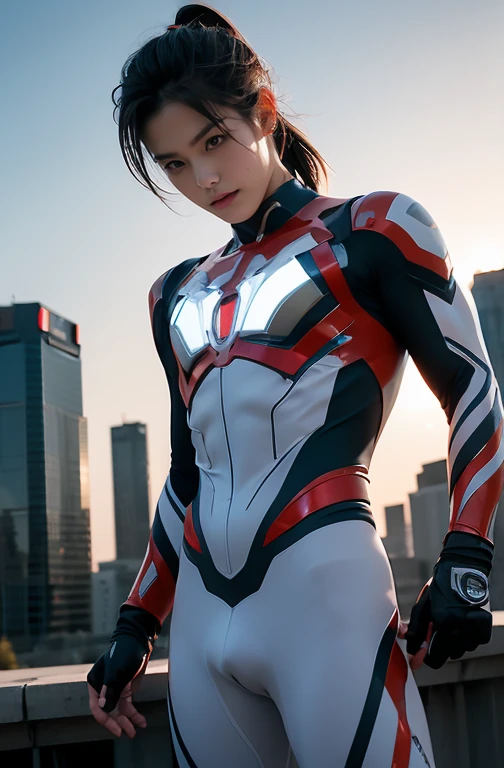 ultraman, Realista, Realista, luces de película, Un joven con traje rojo y plateado brillante., 15 años, foto profesional, piel expuesta, modelo japonés, cgi japonés, sexy ultraman suit, Conjunto de Power Rangers, Traje cibernético delgado y ajustado, con elástico por todas partes, cuerpo delicado, trasero pequeño, músculo, abdominales, marca lasciva, Tatuaje en la ingle, cintura delgada, Traje cibernético con vientre expuesto en ambos lados ajustado a la piel., ojos rasgados, mirada aguda, pelo de cola de caballo, mirando hacia adelante, standing mirando hacia adelante, esfera brillante incrustada en el pecho, Examen de ensayo, fondo de cielo azul, joven hermoso, chico joven y guapo, ultraman Boy personification, ultraman-colored latex, ultraman-colored rubber bodysuit, ultraman color suit, ultraman body suit, músculos, abdominales, mask off ultraman Boy, ultraman Boy without mask, ultraman Boy suit, ultraman Boy cosplay, ultraman Boy costume,  Cuerpo de niño, ultraman Boy with face exposed, ultraman without mask Boy, ultraman without mask, pelo medio largo, pelo de cola de caballo, color timer on chest, drenaje de energía en el pecho, ultraman Boy, cara de niño, niño con pelo largo, ultraman Boy cosplayer, cara expuesta, 13 para niño, young cara de niño, alta definición, de la máxima calidad, mejor obra maestra, máxima claridad, resolución más alta, 8K, 16k, 32k, arte generado por computadora, detalle más alto, tiro de cuerpo completo, vista de cuerpo completo, Belly-baring ultraman-colored bodysuit, belly-baring ultraman-colored bodysuit, traje revelador, marca lasciva, tatuaje en la entrepierna, abdominal músculo openwork bodysuit, abdominal músculo visible bodysuit,