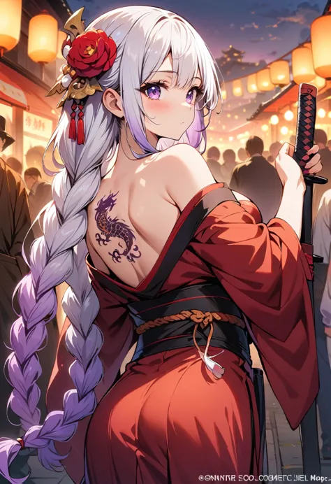 masterpiece, Top quality, best quality, Official Art, beautiful and aesthetic:1.2),1 Girl, yinji, purple hair, purple eyes, long...