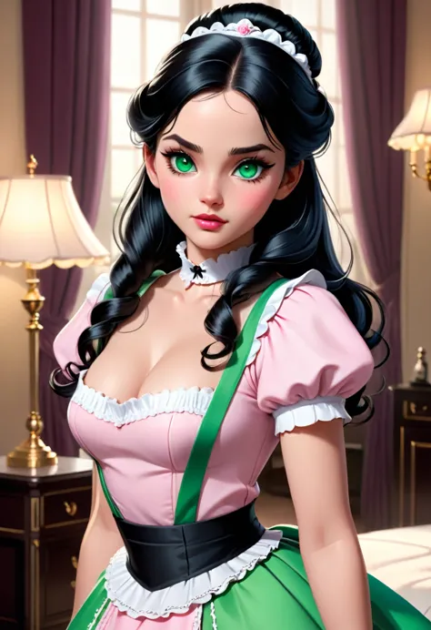 a beautiful maid in a classic french maid outfit, high quality, highly detailed, intricate details, realistic, cinematic lightin...