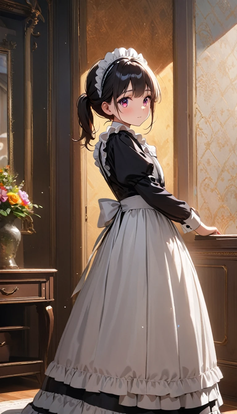 2females\(victorian maid,black long dress,full body\), BREAK ,background\(inside,victorian style room,glorious\), BREAK ,quality\(8k,wallpaper of extremely detailed CG unit, ​masterpiece,hight resolution,top-quality,top-quality real texture skin,hyper realisitic,increase the resolution,RAW photos,best qualtiy,highly detailed,the wallpaper,cinematic lighting,ray trace,golden ratio\),(landscape)