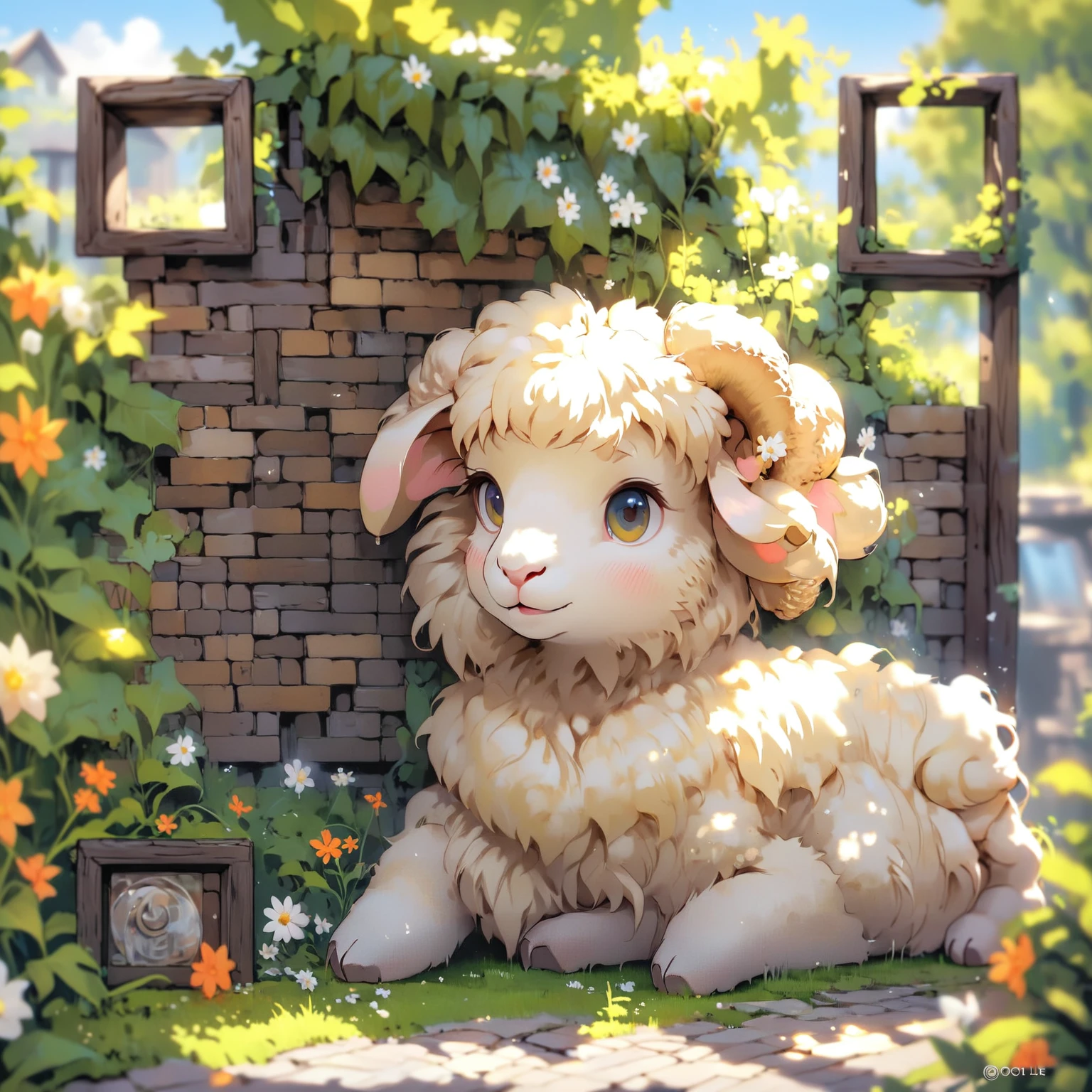 Anime comic style，sheep, high detail, ray tracing, masterpiece, 4K, best quality, high quality, anatomically correct