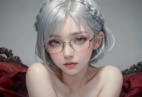 (masterpiece:1.3), (8K, Reality, RAW photos, best quality: 1.4), (1 Girl), Pretty Face, (Realistic face), (Silverhair, short hai...