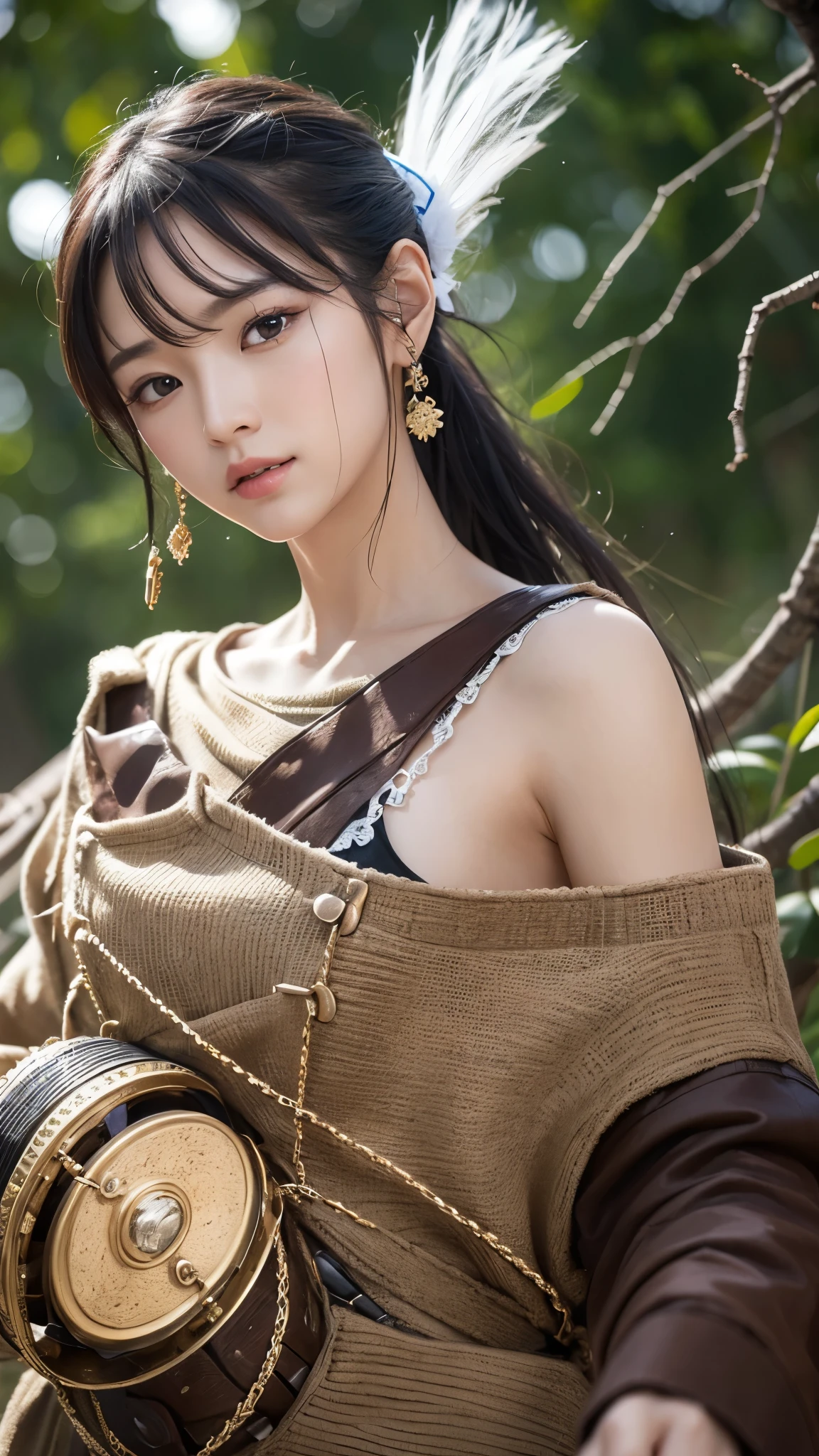 (ultra high definition, high quality,8K, masterpiece: 1.3), korean girl,  female warrior, ponytail, Joseon warrior&#39;clothes, Armor, torn clothes, pale skin, 20 years old, (cut with a knife), (large amount of blood: 1.6), numerous wounds, holding a knife, lying in the mountain valley, Bleeding while lying down, tired face, Half of the body is submerged in water, blood smears, Loose eyes,wear combat uniform, holding a knife