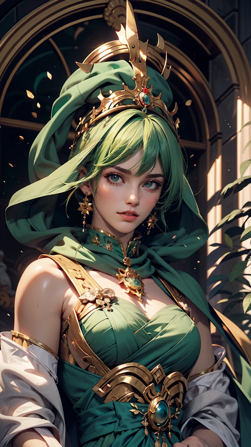 Mulher em um vestido azul com um longo lenço verde, Lindos desenhos de personagens, bela imperatriz de fantasia, por Jan J., style of ArteJam, ArteJam and ruan jia, extremely detailed ArteJam, trending ArteJam, ArteJam. ilustração de anime, ruan jia and ArteJam, Inspirado em Fuhua, ArteJam detailed