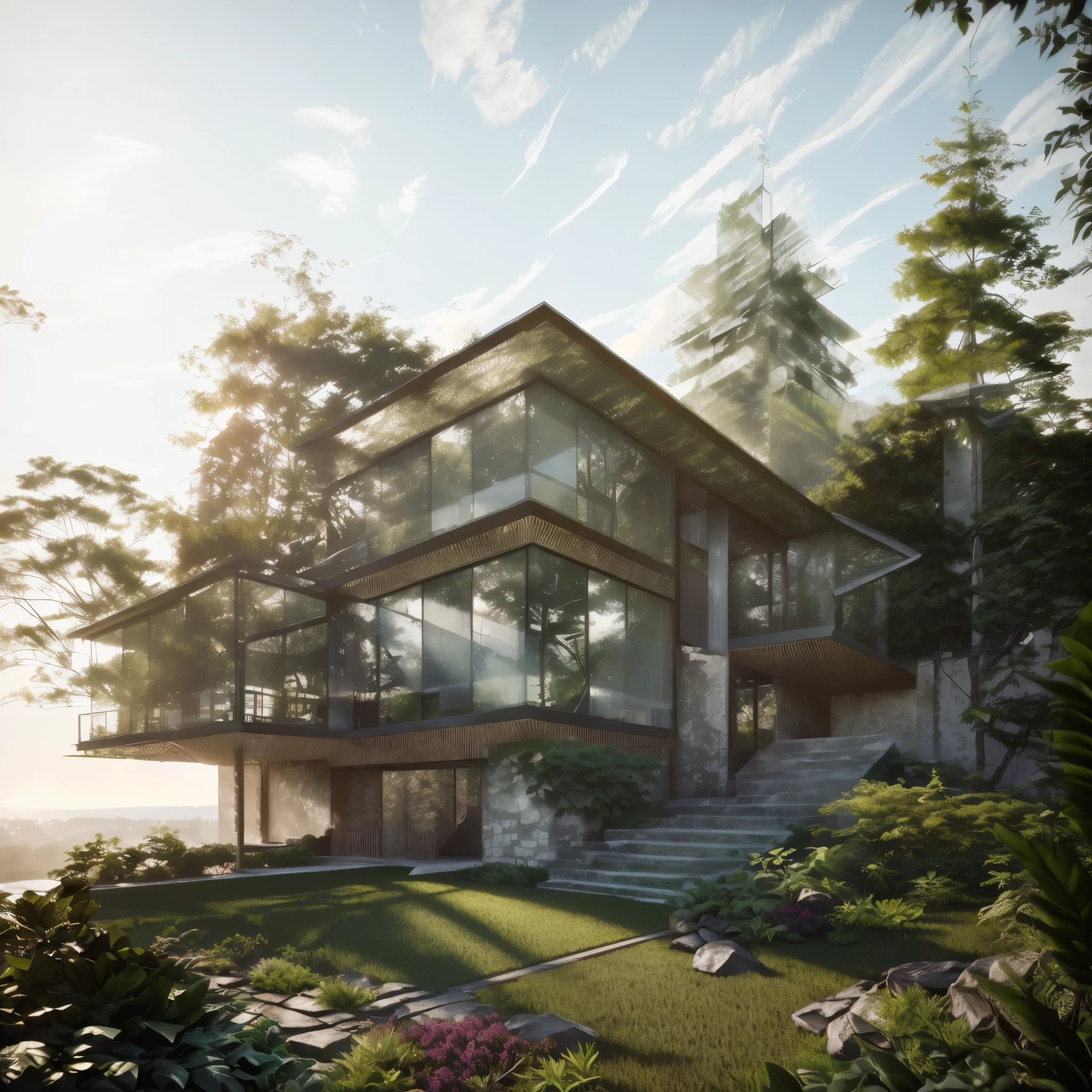 the exterior of the house; garden landscape, a pool with clear water, daytime, realistic, wide angle, (( render vray )), cloudy sky, morning, sunlight, European plants, render, spring light, detailed, modern style, clear image, glasses, high reflection,

RAW photo, (high detailed skin:1.2), 8k UHD, DSLR, soft lighting, high quality, film grain, Fujifilm XT3