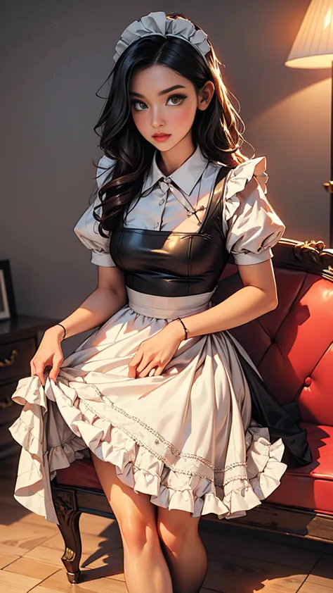 beautiful detailed maid in maid clothes, 50s style, elegant mansion interior, hyper detailed, 8k, high quality, ultra realistic,...