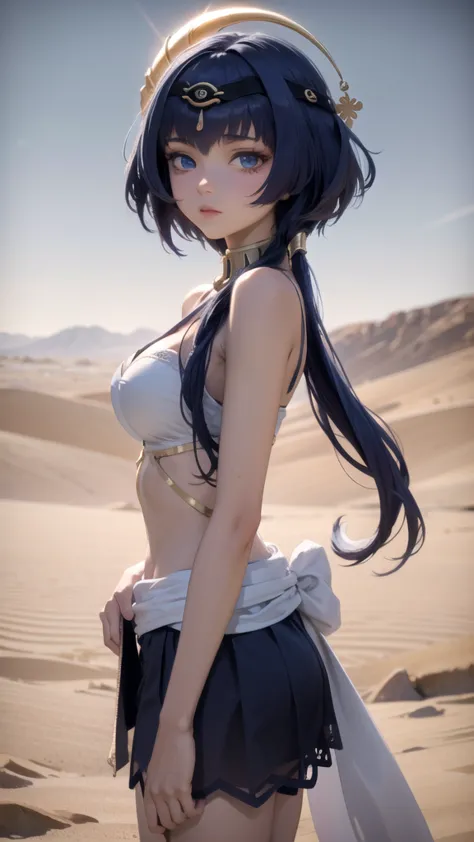 (High Detail:1.2) Anime Girl, (Cinematic Lighting, Delicate Colors), (Desert:1.2), Lighting Calm, Wind, Fog. Turquoise, delta to...