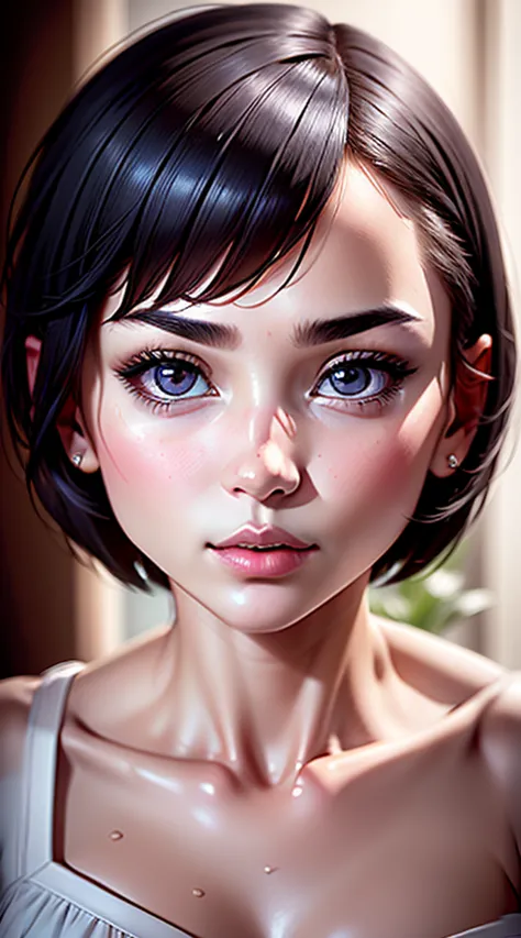 (((a 20 yo woman)))、((aquariums))、tmasterpiece, 1 beautiful girls, (((very_short_hair))), eye details, swollen eyes, top image q...