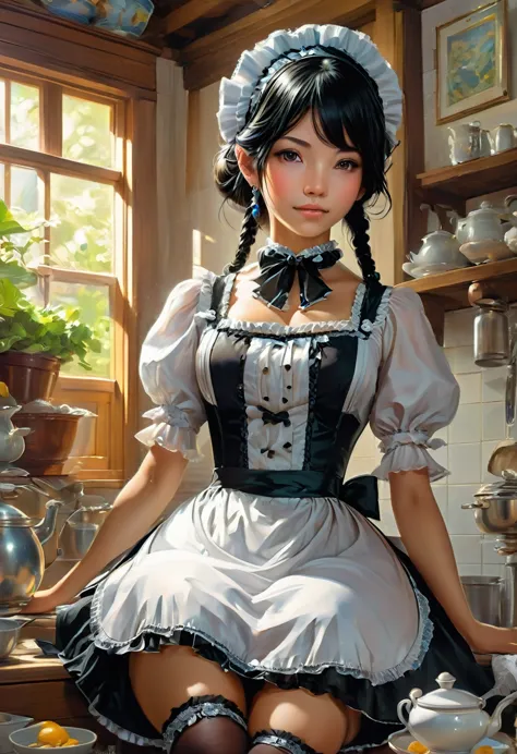 maid outfit, by goro fujita, best quality, masterpiece, very aesthetic, perfect composition, intricate details, ultra-detailed