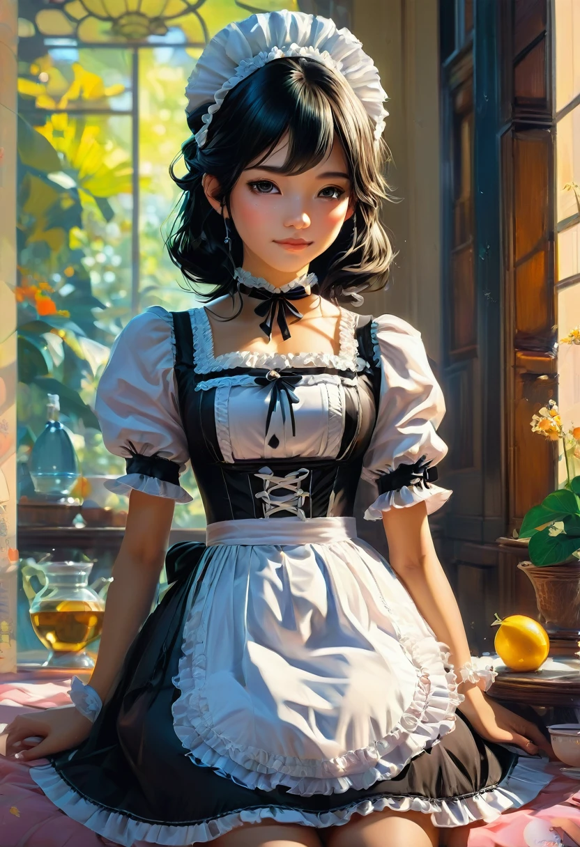 Maid Outfit, by Goro Fujita, best quality, masterpiece, very aesthetic, perfect composition, intricate details, ultra-detailed