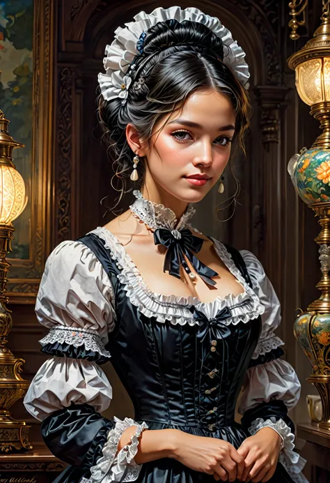 maid outfit, by greg girard, best quality, masterpiece, very aesthetic, perfect composition, intricate details, ultra-detailed